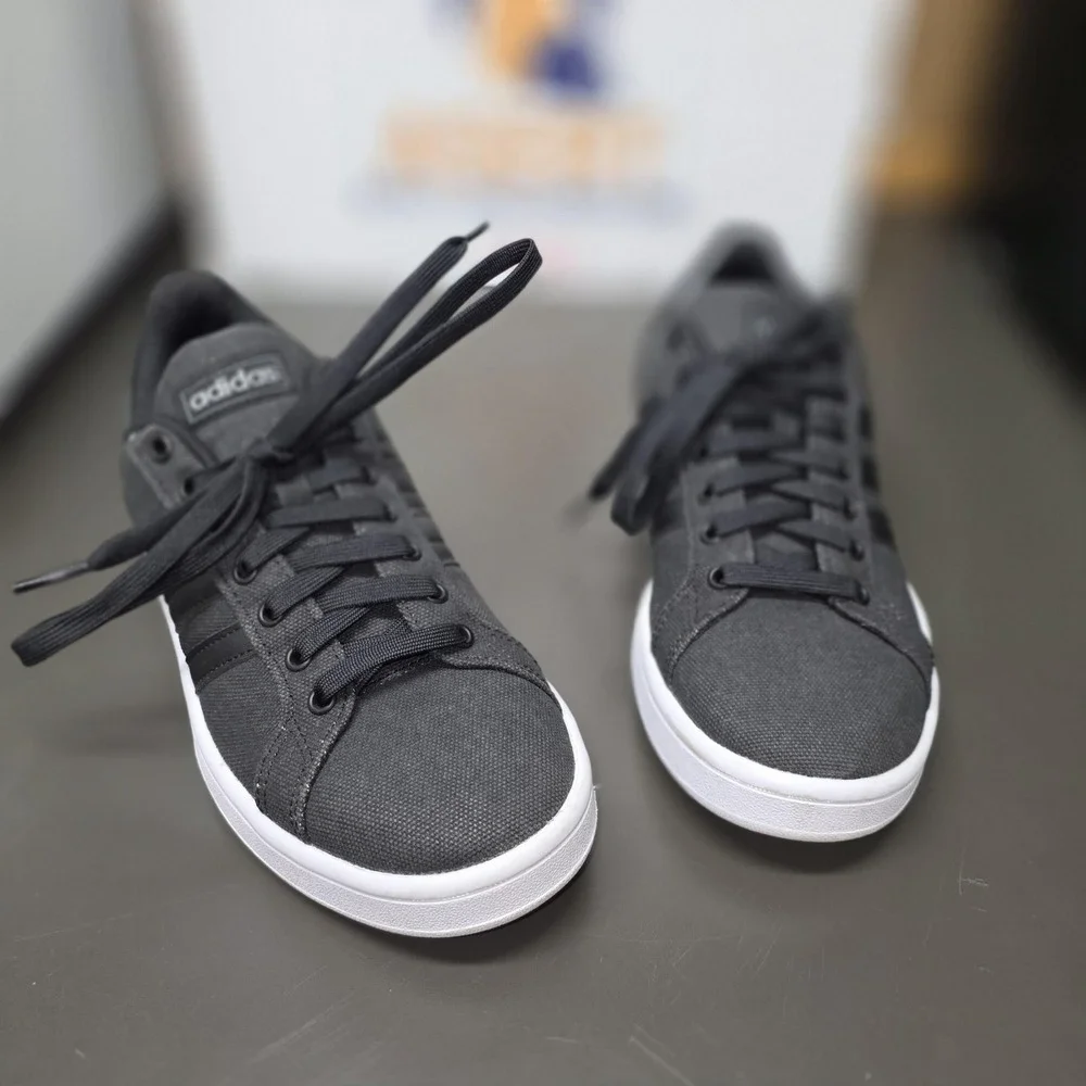 Adidas Cloudfoam Shoes Mens Size 7 Black Low Top Canvas Comfort Sneakers EH0632